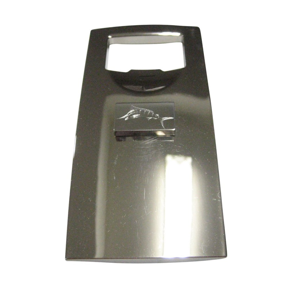 Silver Toned Etched Rectangular Etched Sailfish M… - image 1